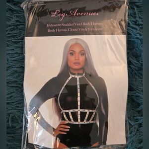 ✨🖤 Leg Avenue Iridescent Studded Vinyl Body Harness — One Size | NEW in Package